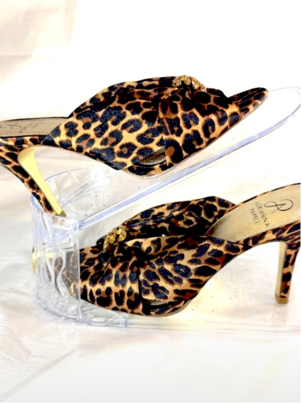 Adrianna Papell "Elani" Leopard Print Satin Open-Toe Mules - Size 8-1/2 - Picture 2 of 9